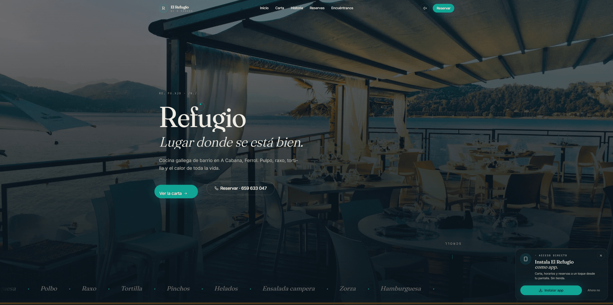 Captura de la web elrefugiodeacabana.vercel.app